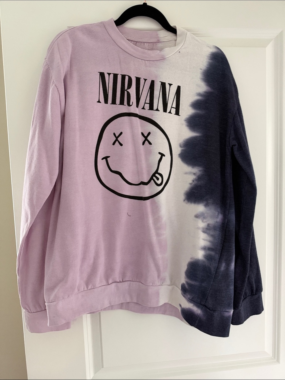 NIRVANA Lavender & Navy Tie-Dye Crewneck Sweater